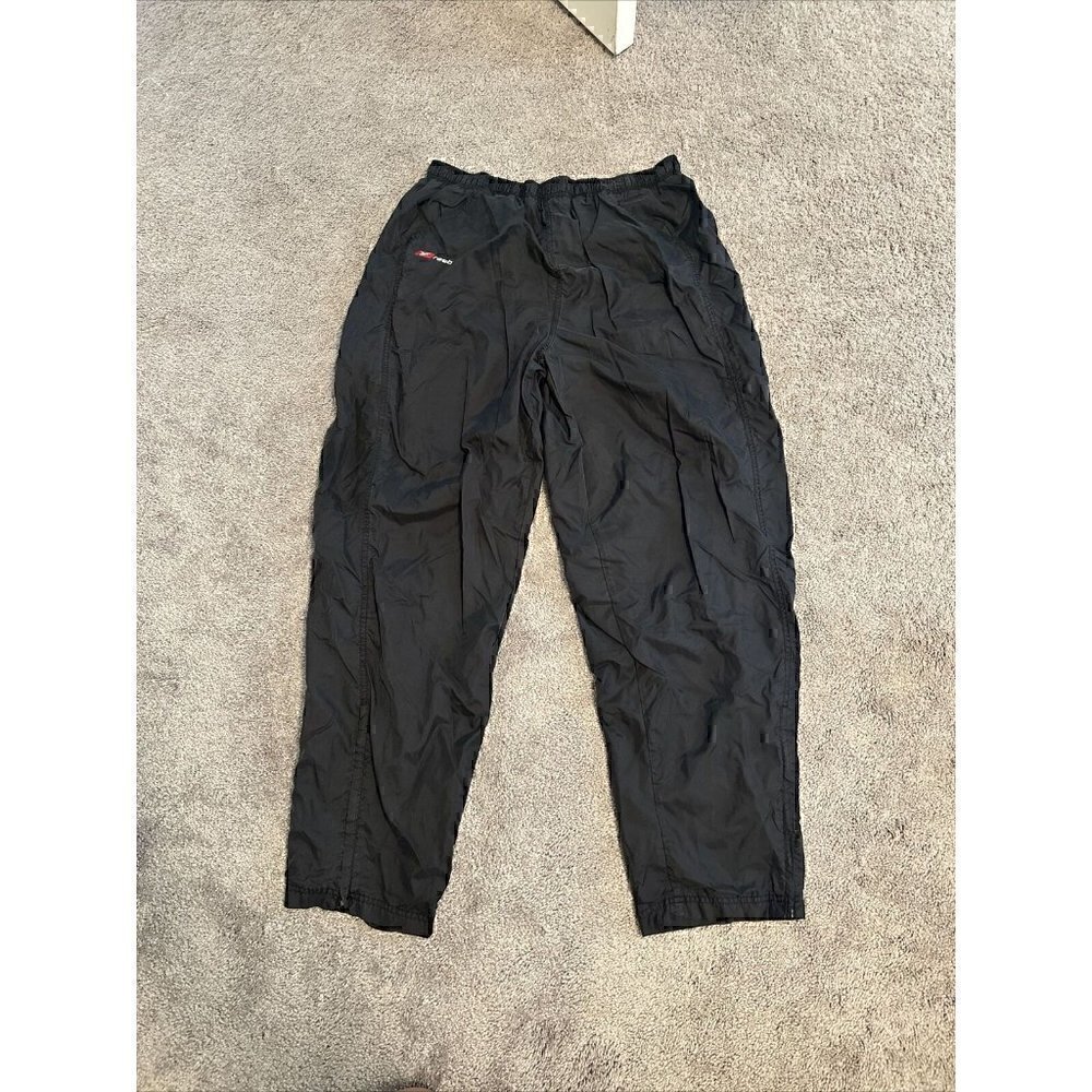 Vintage Reebok L Jogger Windbreaker Pants Black Zip Ankle Men's L